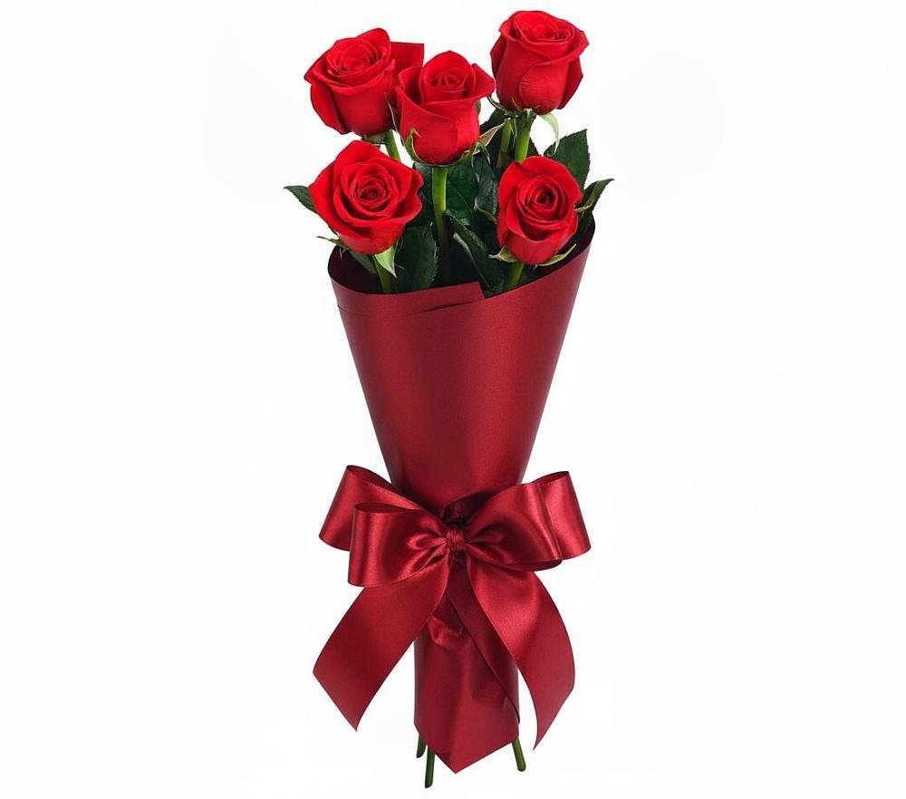 Букет 5 Красных роз Эдлесс Лав в Заолешенке