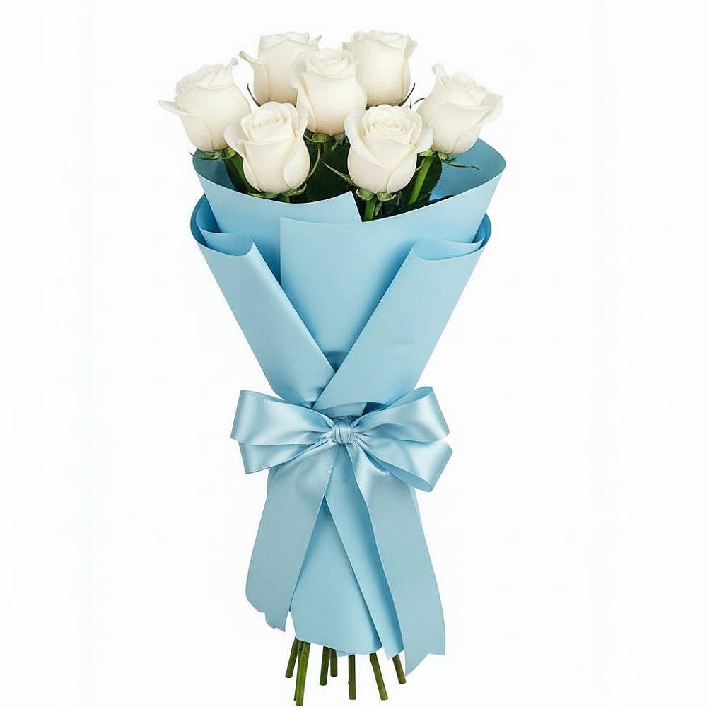 Букет 7 белых роз Проуд в Заолешенке