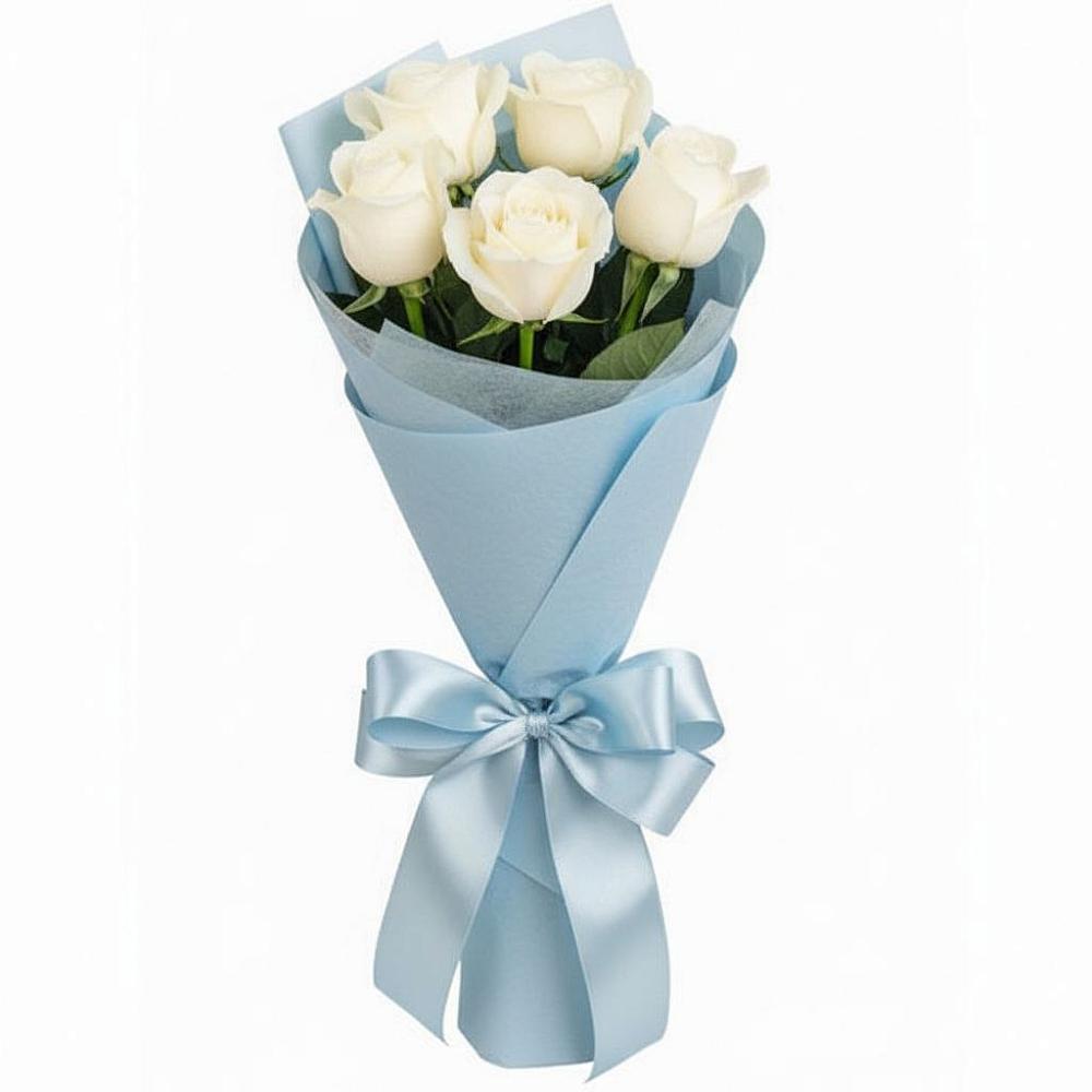 Букет 5 Белых роз Проуд в Заолешенке