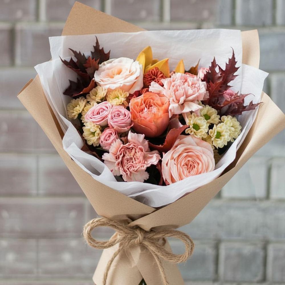 Букет цветов из: Гвоздики, Хризантемы и Розы в Заолешенке