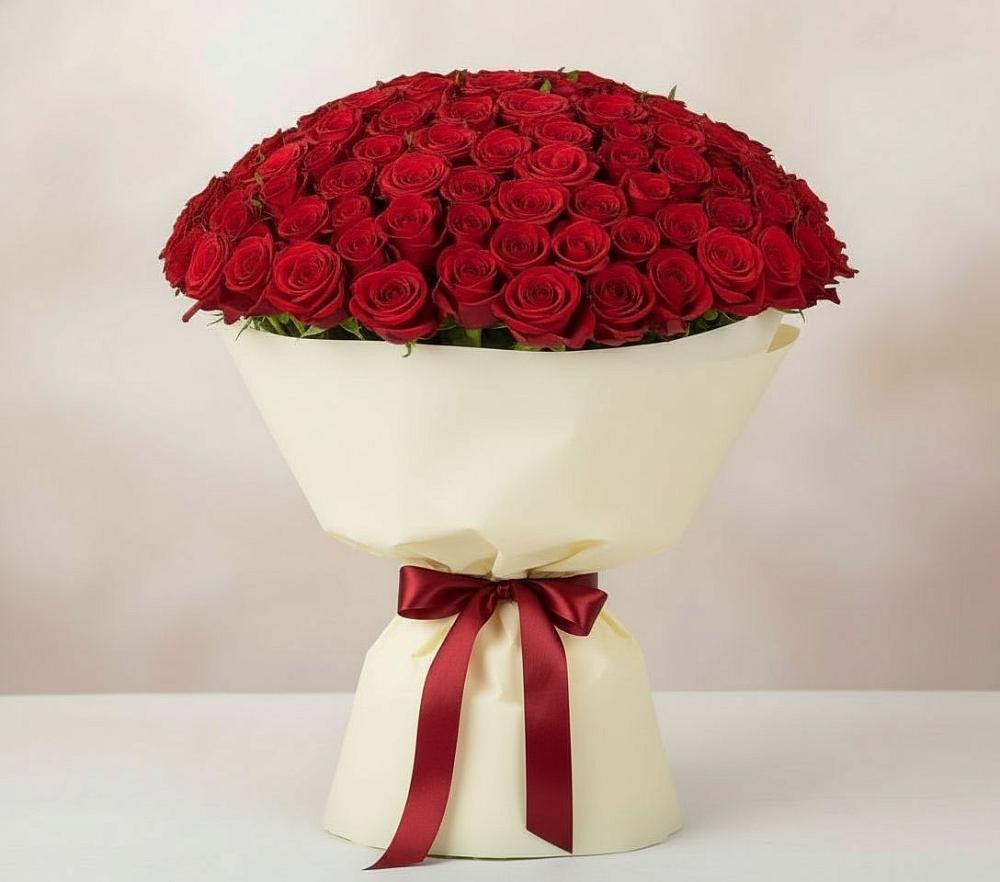 Букет 101 Красная роза Милано в Заолешенке