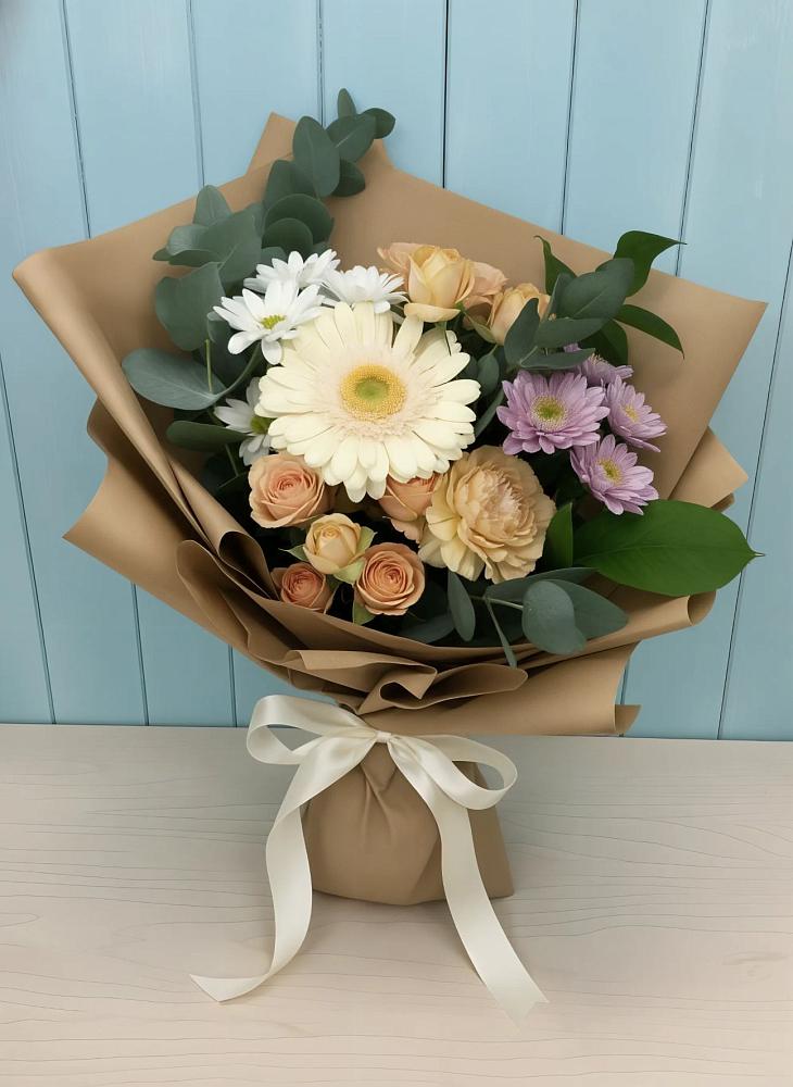 Букет цветов из: Герберы и Хризантемы в Заолешенке