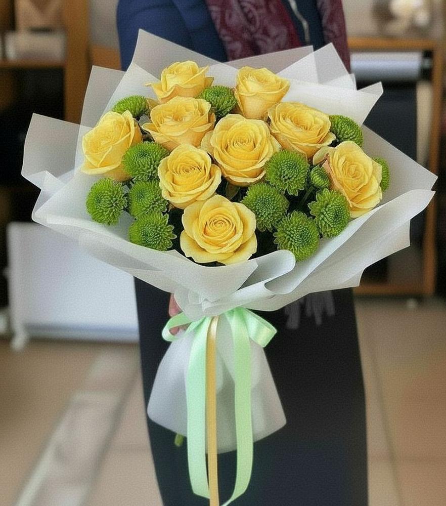 Букет цветов из: Хризантемы и Розы в Заолешенке