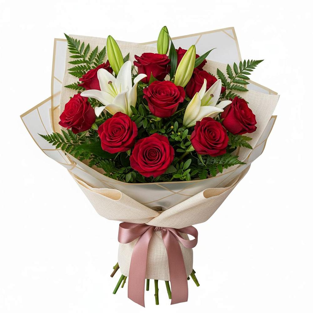 Букет цветов из: Лилии и Розы в Заолешенке