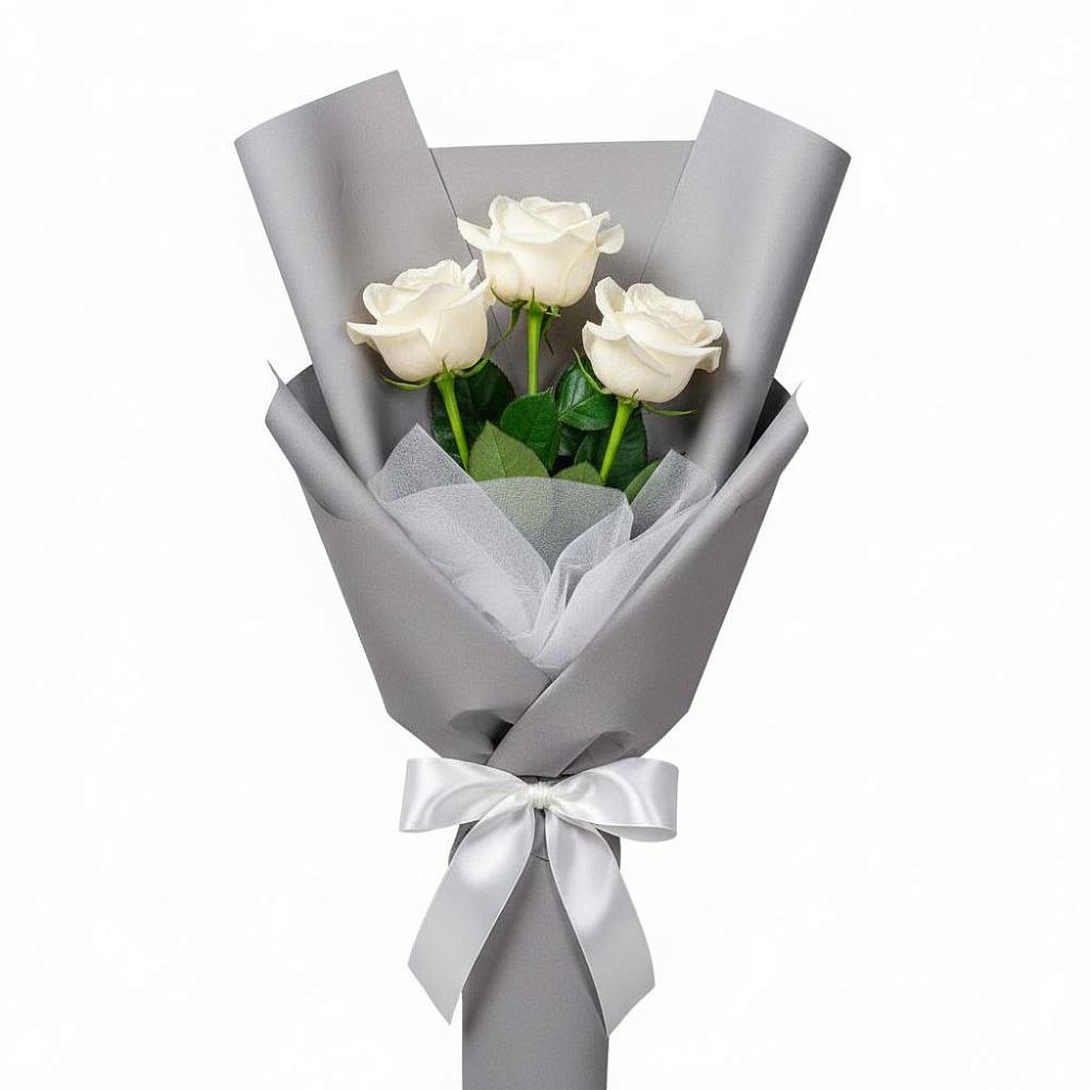 Букет 3 белые розы в Заолешенке