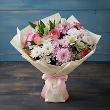 Букет цветов из:  Хризантемы, Альстромерии и Розы в Заолешенке