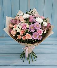 Букет цветов из:  Хризантемы, Розы и Альстромерии в Заолешенке