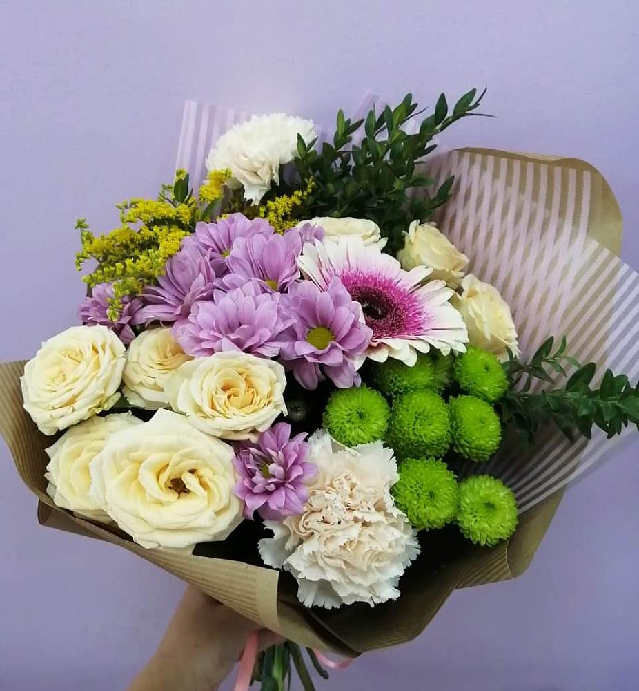 Букет цветов из: Хризантемы, Розы, Гвоздики и Герберы в Заолешенке