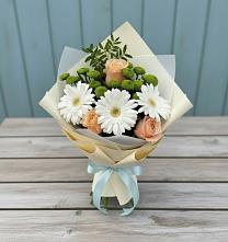 Букет цветов из:  Герберы, Розы и Хризантемы #REPLACE_PRED# Заолешенке