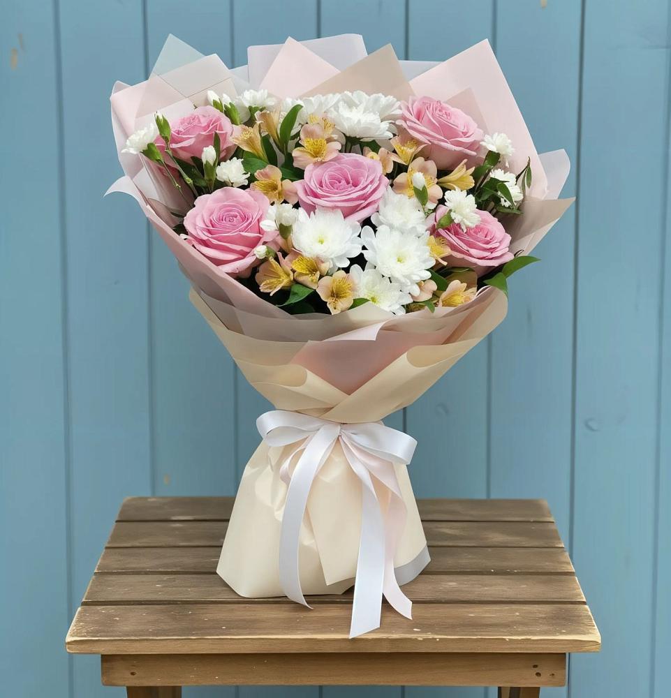 Букет цветов из: Гвоздики, Орхидеи и Розы в Заолешенке