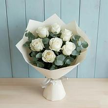 Букет Белые розы в Эвкалипте #REPLACE_PRED# Заолешенке