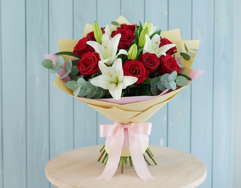 Букет цветов из: Лилии и Розы в Заолешенке